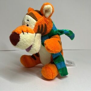 Disney Tigger Plush Winter Scarf 6" Green Blue Stuffed Animal Toy Holiday Baby